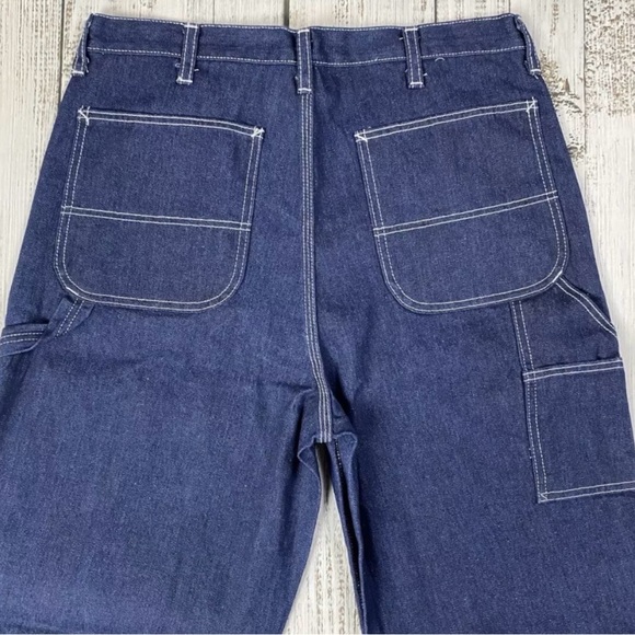 Vintage Men’s 1970s Deadstock ROEBUCKS Denim Carpenter Jeans 38x32 Triplestitch - Picture 1 of 7